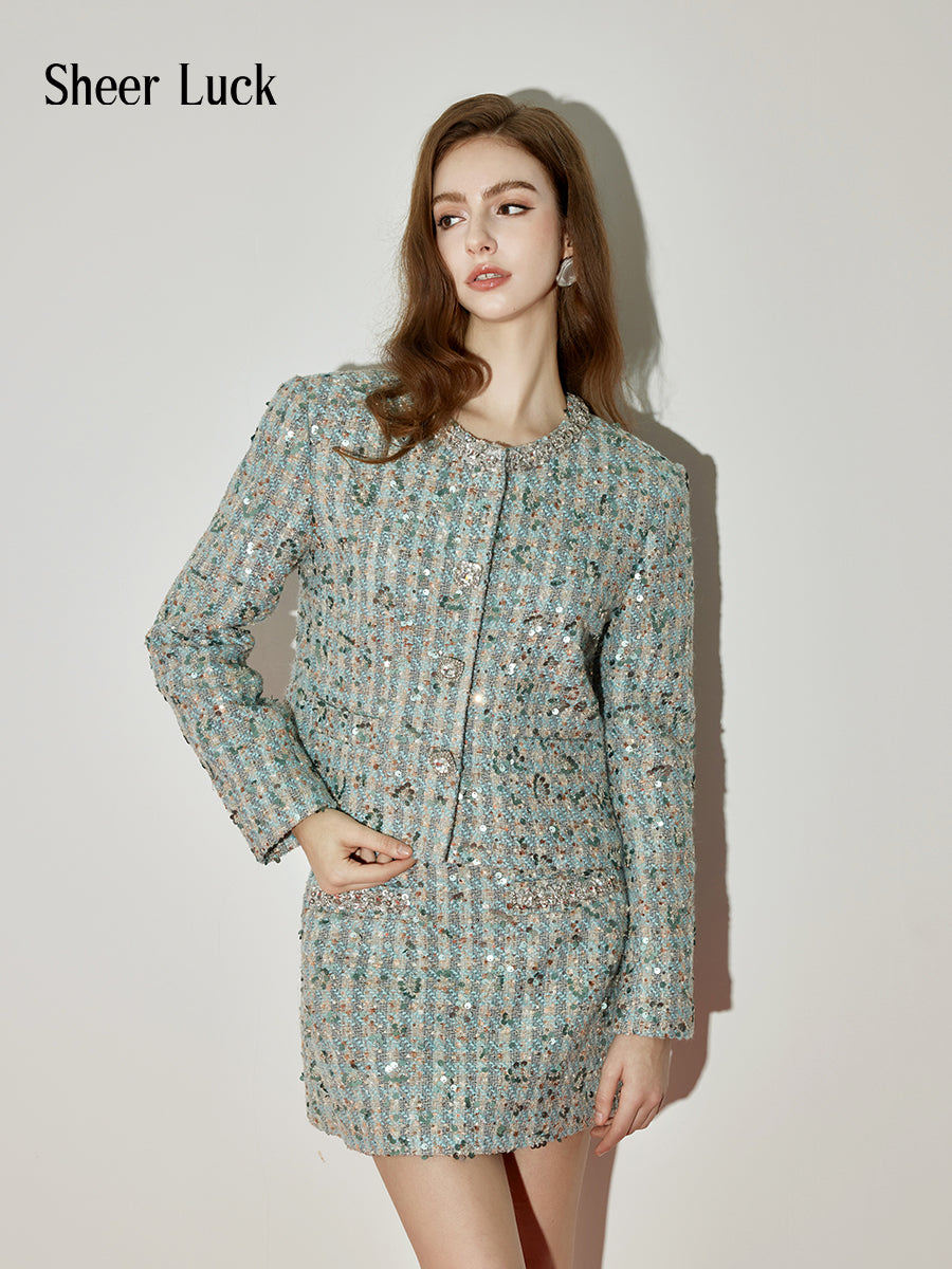 SHEERLUCK Patricia SLTZ24705 tweed jacket with skirt suit set