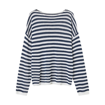 SOMESOWE S2609072 Striped one collar long sleeved top