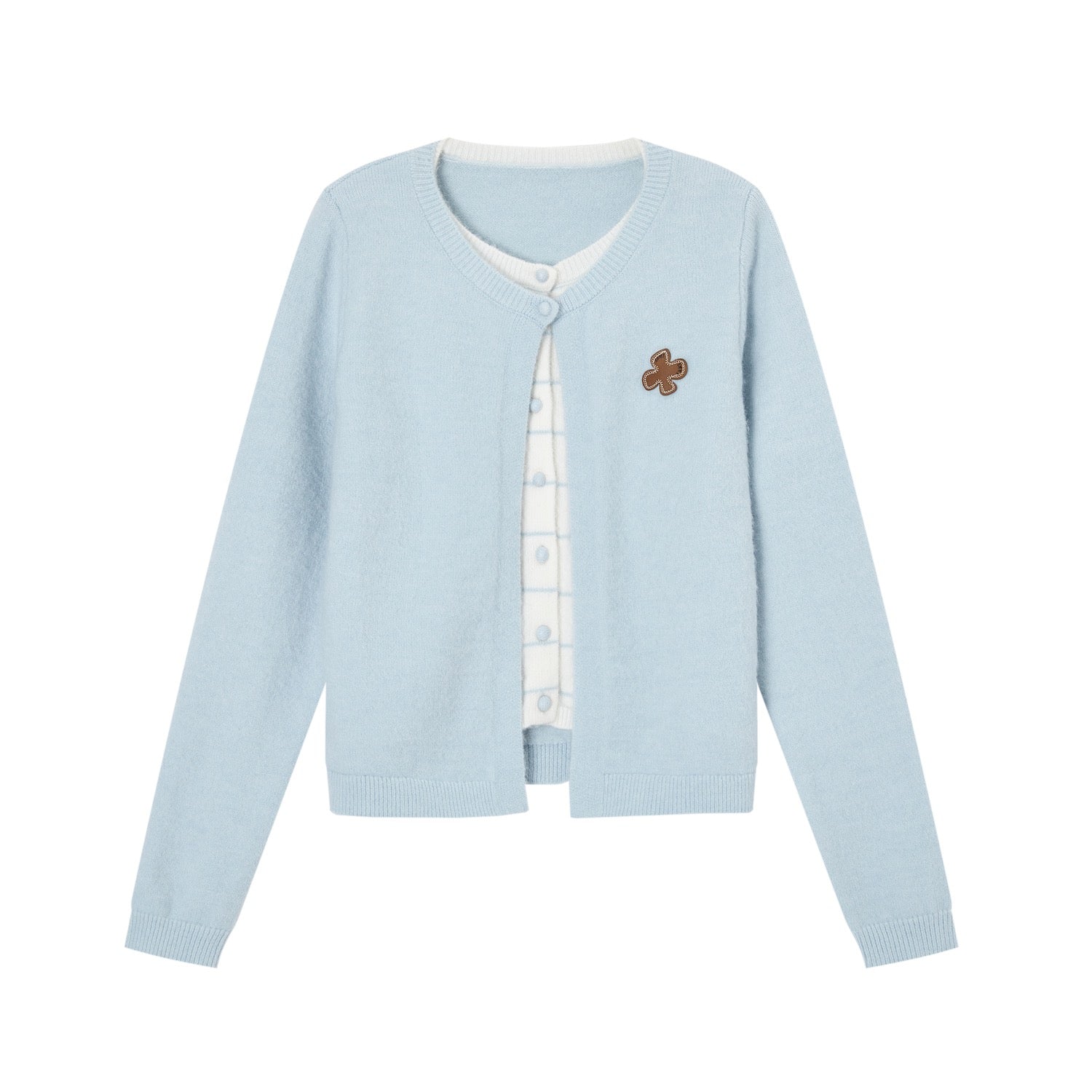 SOMESOWE S2508293 Velvet fake two contrasting striped cardigans