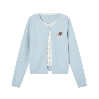 SOMESOWE S2508293 Velvet fake two contrasting striped cardigans