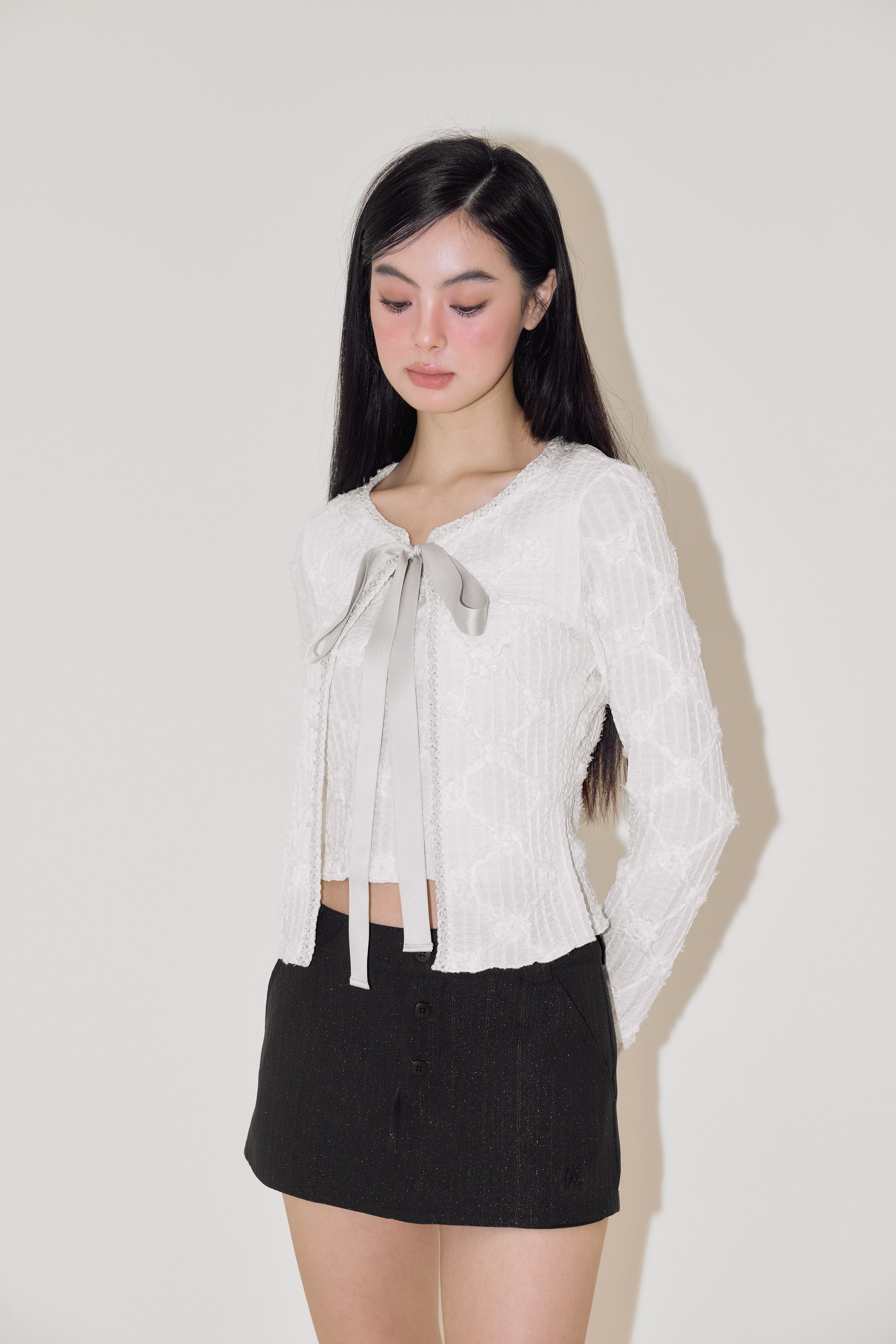 NOMEANSNO Mock Two-pieces Lace Top