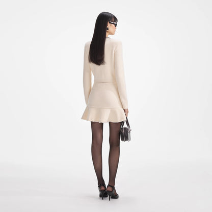 Self-Portrait CREAM SOFT KNIT MINI SKIRT