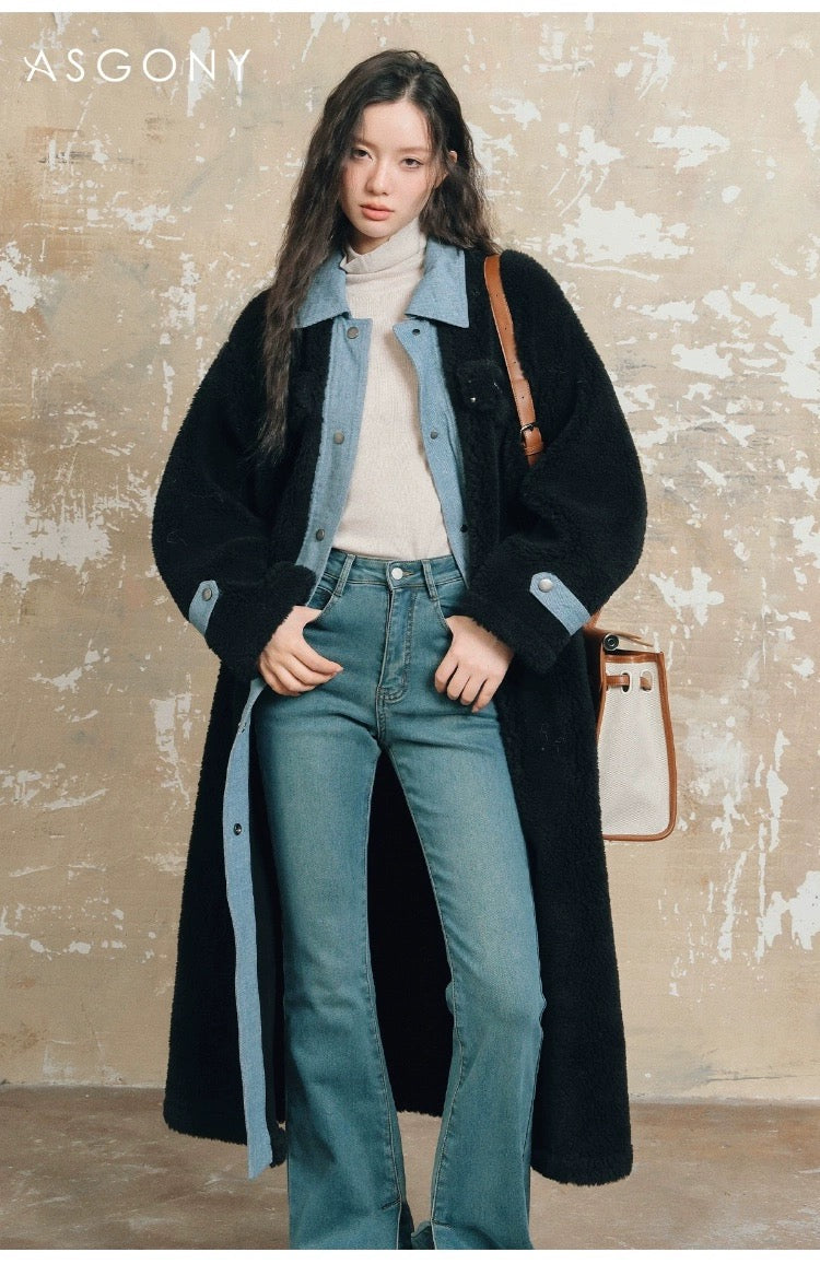 ASGONY [Best Seller] Denim and Fleece Coat(2length)31026 31123