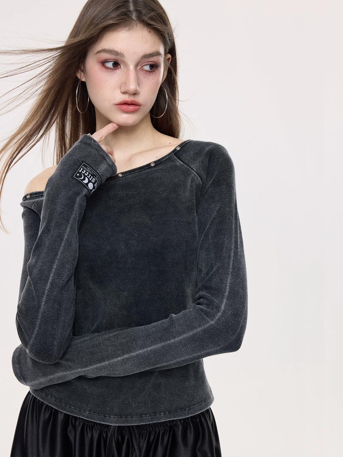 Nova Street Vintage Wash One Shoulder Top (2color)