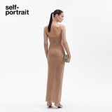 Self-Portrait NUDE SEQUIN MIDI DRESS