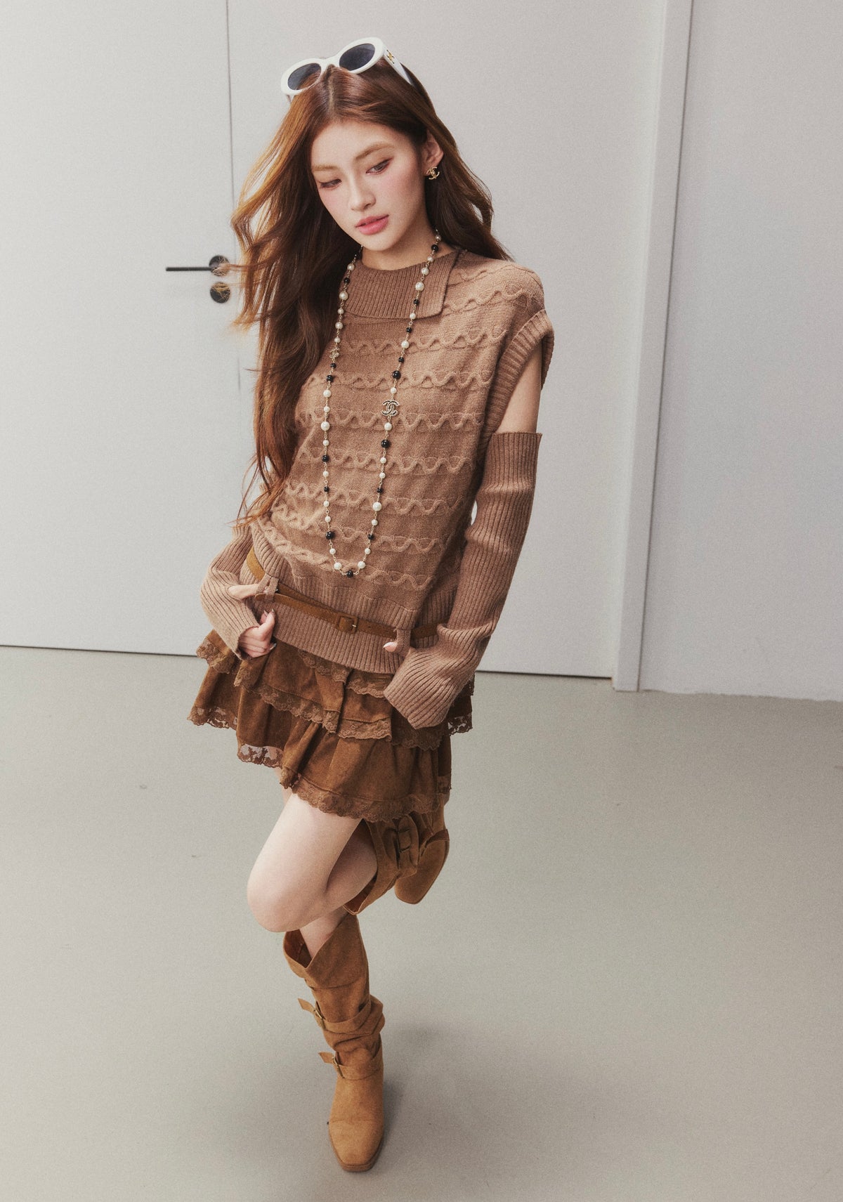 OTEBANBASS Ote260920 Detachable Sleeve Cable Knit Sweater