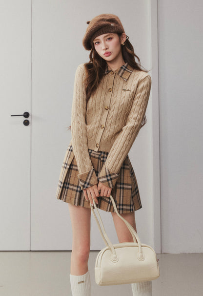 OTEBANBASS Ote260905 Plaid Wool Pleated Skirt