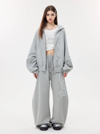 Nova Street Grey Heavy Detail Curved Leg Sweatsuit(SEPERATE)