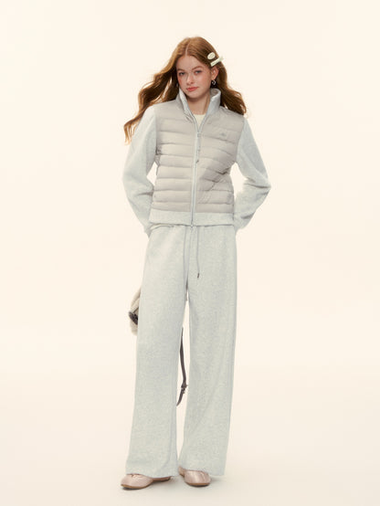 AsGony ASG25611&amp;ASG25584 Splicing stand up collar pork rib down jacket + pants