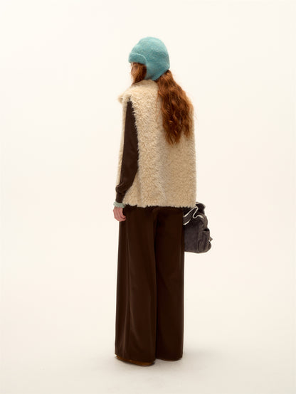 AsGony ASG25468 Double sided plaid plush button vest