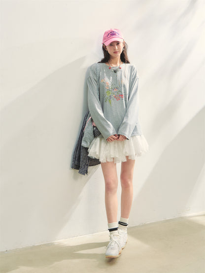 AsGony ASG25302 Flower printed top (2color)
