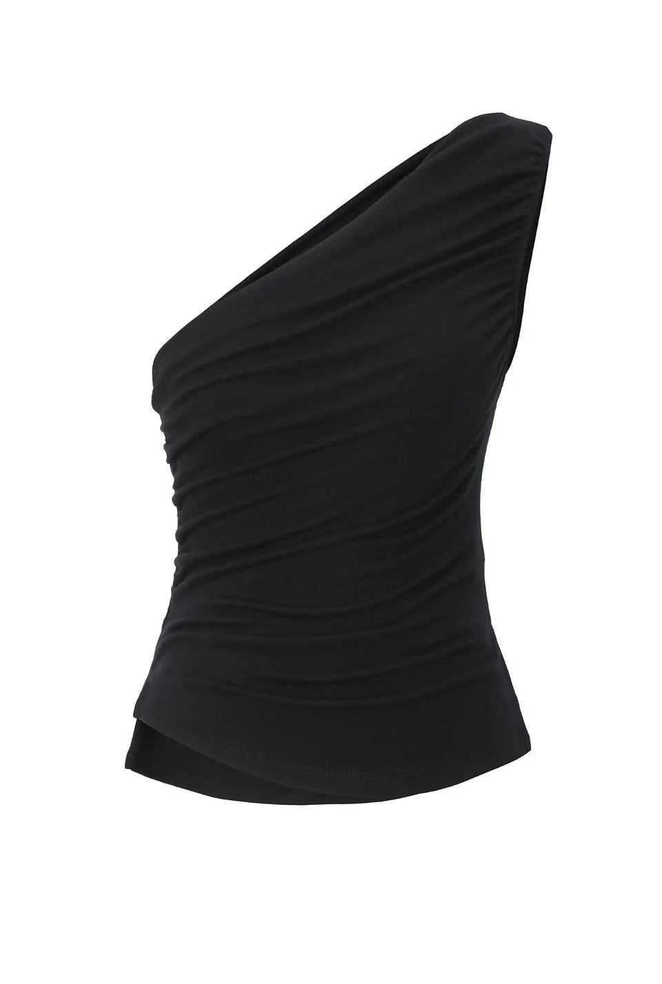 Threetimes One-shoulder drape top (2color)