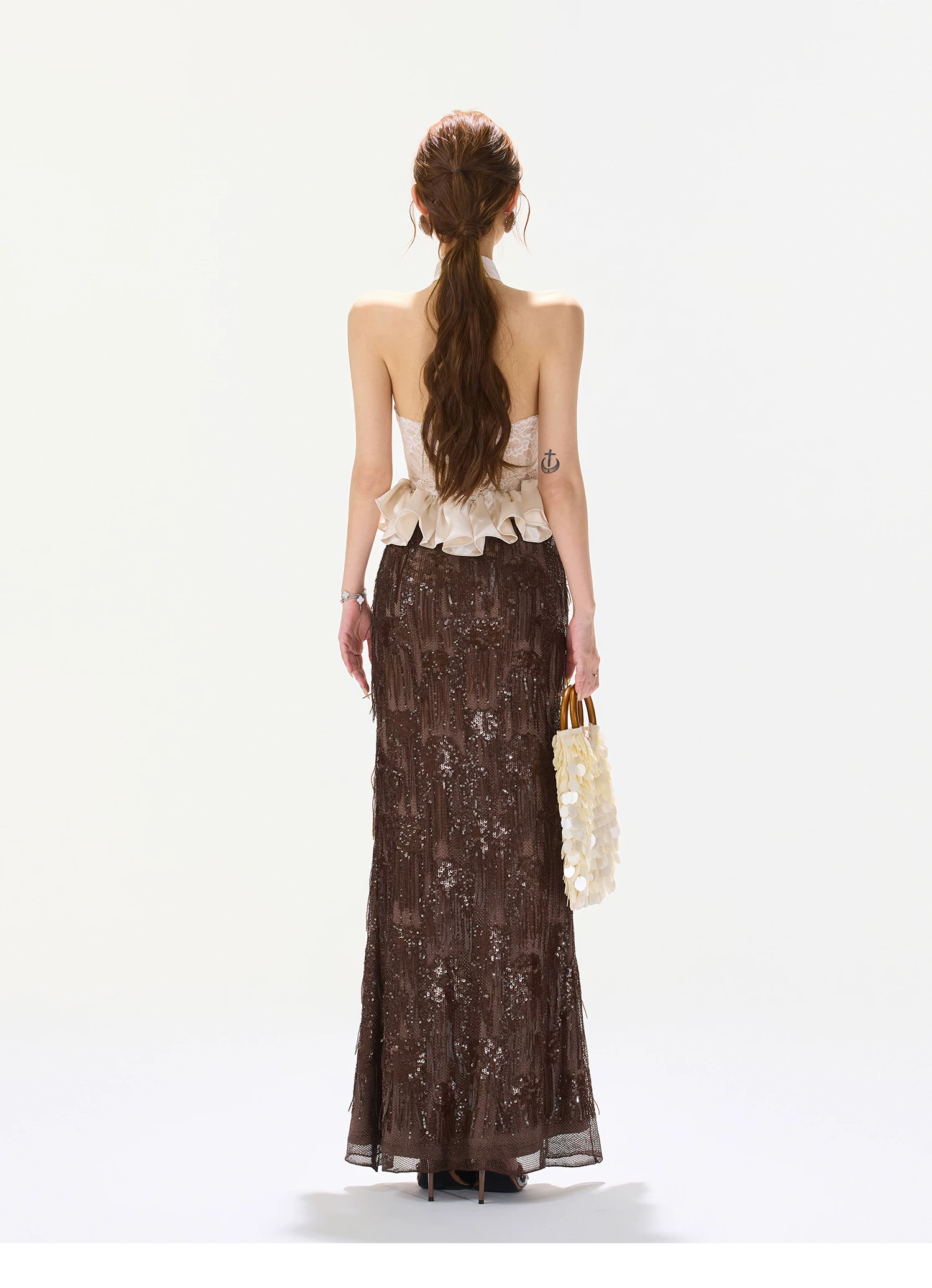 CYNR Lace Sleeveless Blouse &amp; Mermaid Skirt Two Piece Set