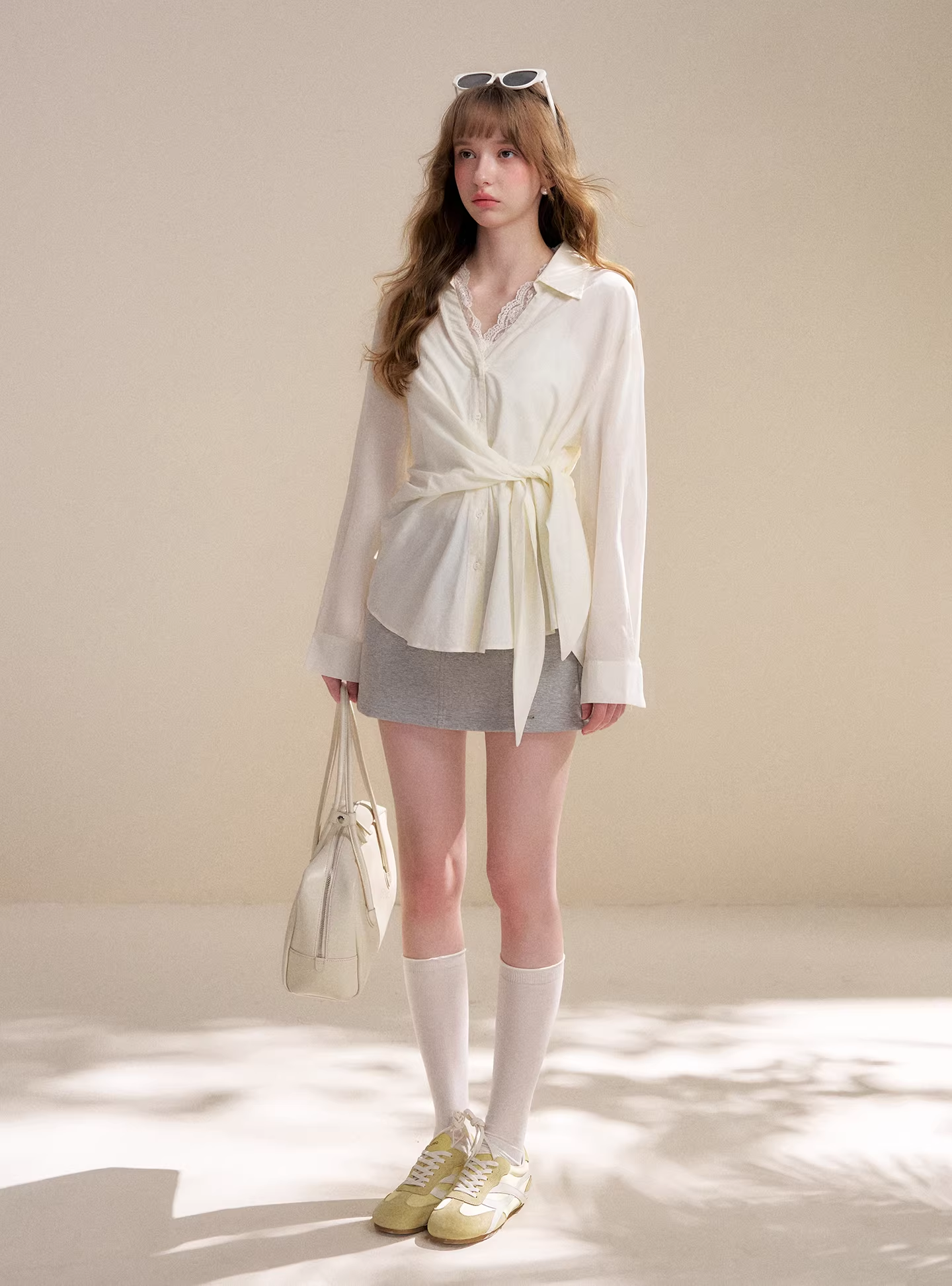 Kroche KBS4016 Lace patchwork long sleeved shirt