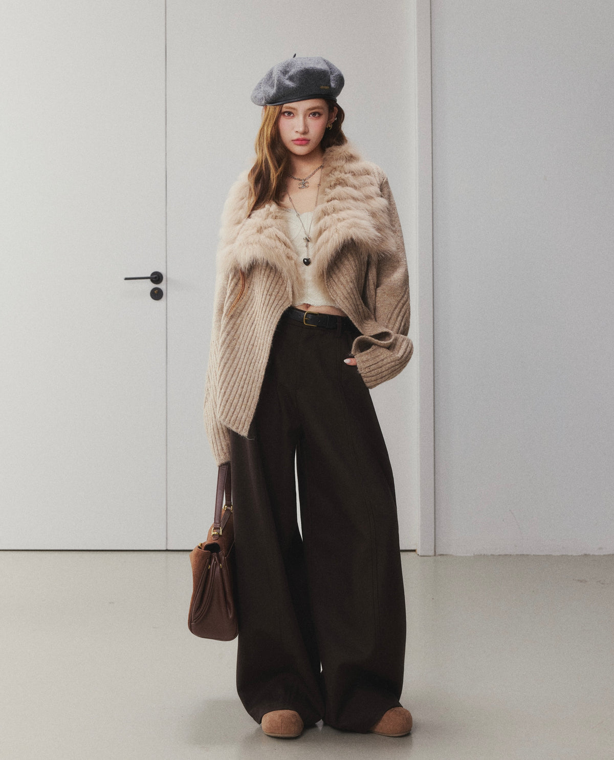 OTEBANBASS Ote260924 Fox Fur Collar Knit Sweater