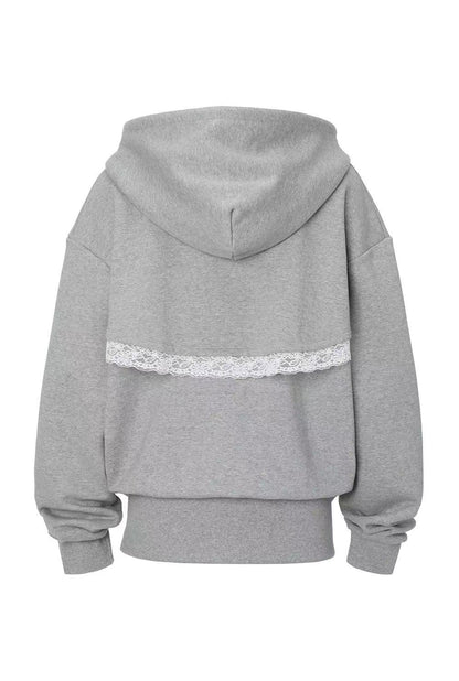 Threetimes Layered lace hoodie (2color)