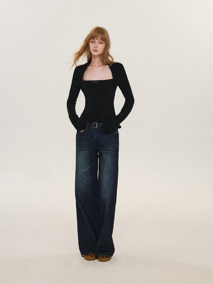 Asgony ASG26612 Faux-Layered Long-Sleeve Top