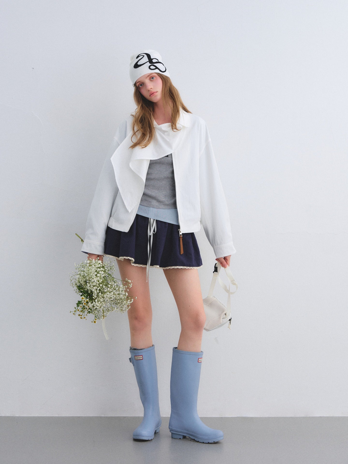 AsGony ASG25674 Detachable swing collar shawl flight jacket