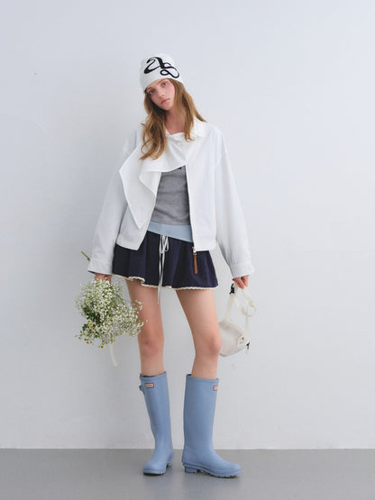 AsGony ASG25674 Detachable swing collar shawl flight jacket