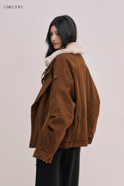 Chill Zoey M690331 Brown-Fur-Collared Jacket