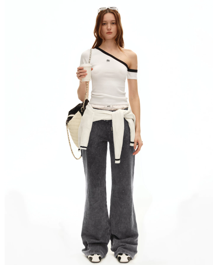 NAWS NAW-T012426 Ice Hem One-shoulder Fitted Top