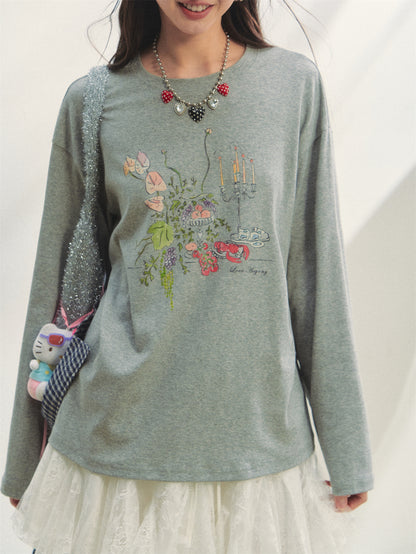 AsGony ASG25302 Flower printed top (2color)