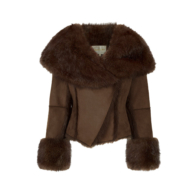 SHEERLUCK SLPC25502 Fur and fur one-piece short lapel jacket