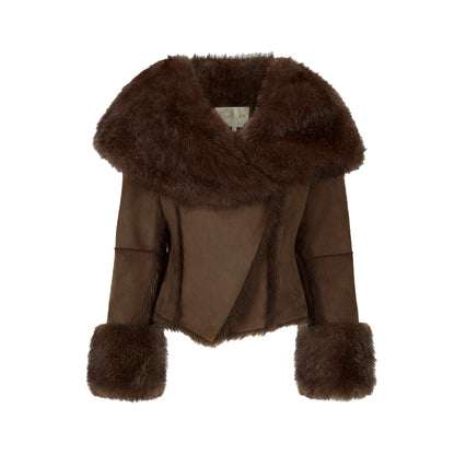 SHEERLUCK SLPC25502 Fur and fur one-piece short lapel jacket