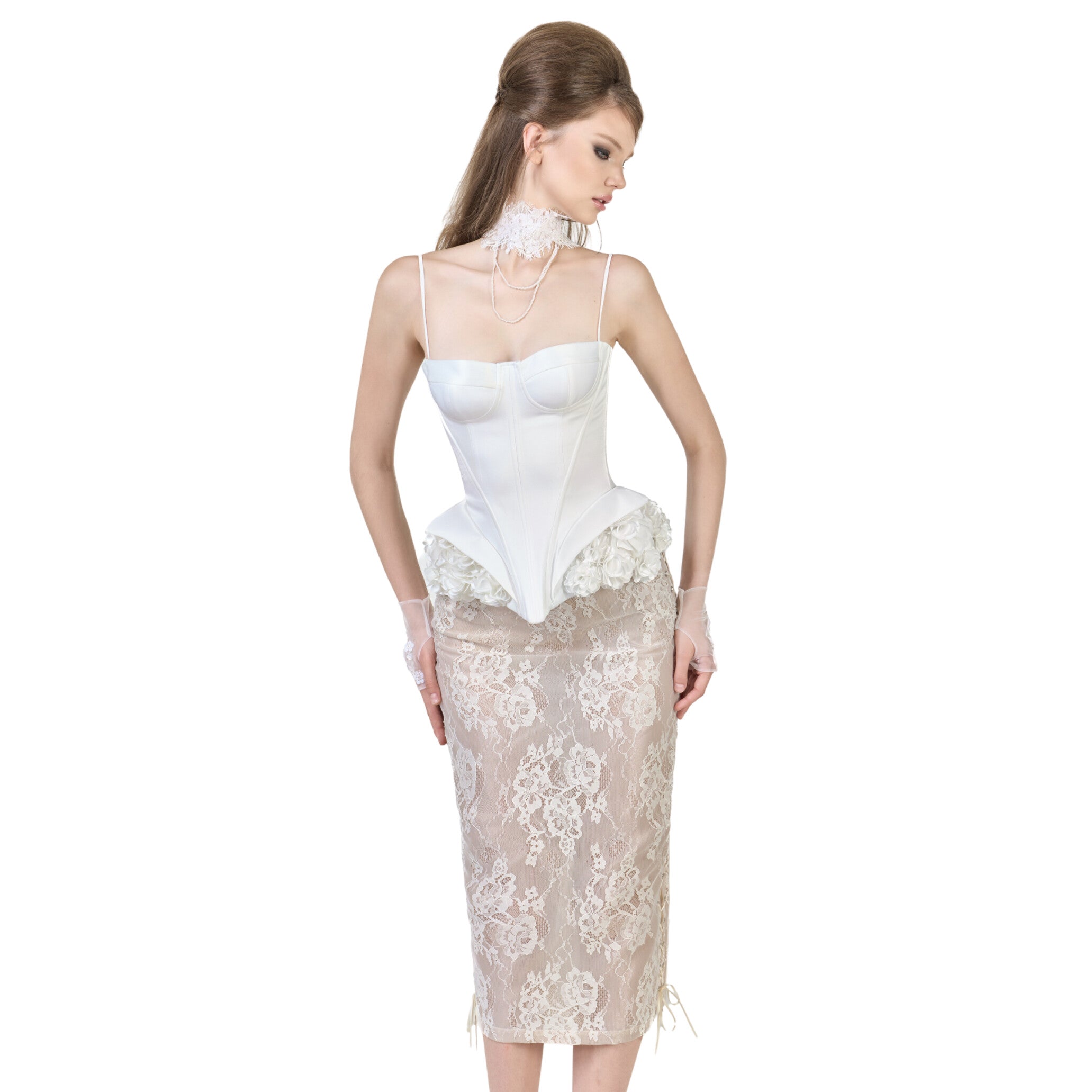 FFSD DARLING CORSET (WHITE) &amp;  KAISA SKIRT (BEIGE)