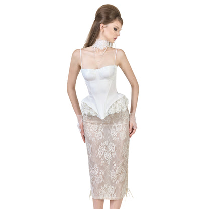 FFSD DARLING CORSET (WHITE) &amp;  KAISA SKIRT (BEIGE)