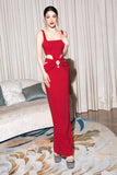 Glam Doll Red hollow Midi Dress