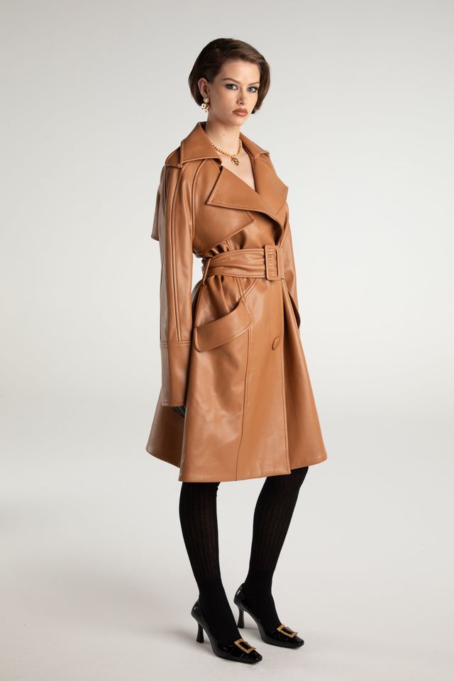 NJ Keira Leather Trench Coat