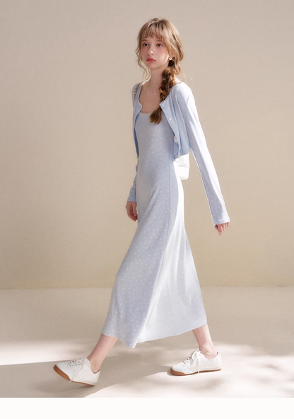 Kroche KZY2069&amp;KZY2070 Lace patchwork knit sweater + dress