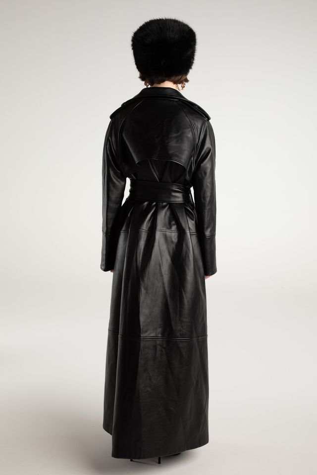 NJ Cara Leather Trench Coat