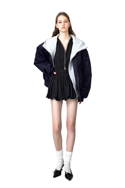YJINGZYZJ Oversized Bomber Jacket In Blue