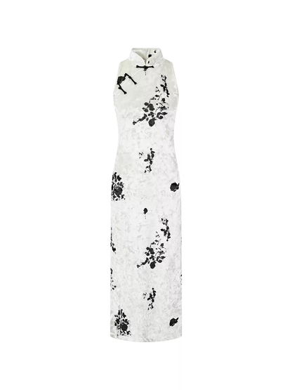 FIND YA WINGS Ink Wash Velvet Midi Cheongsam