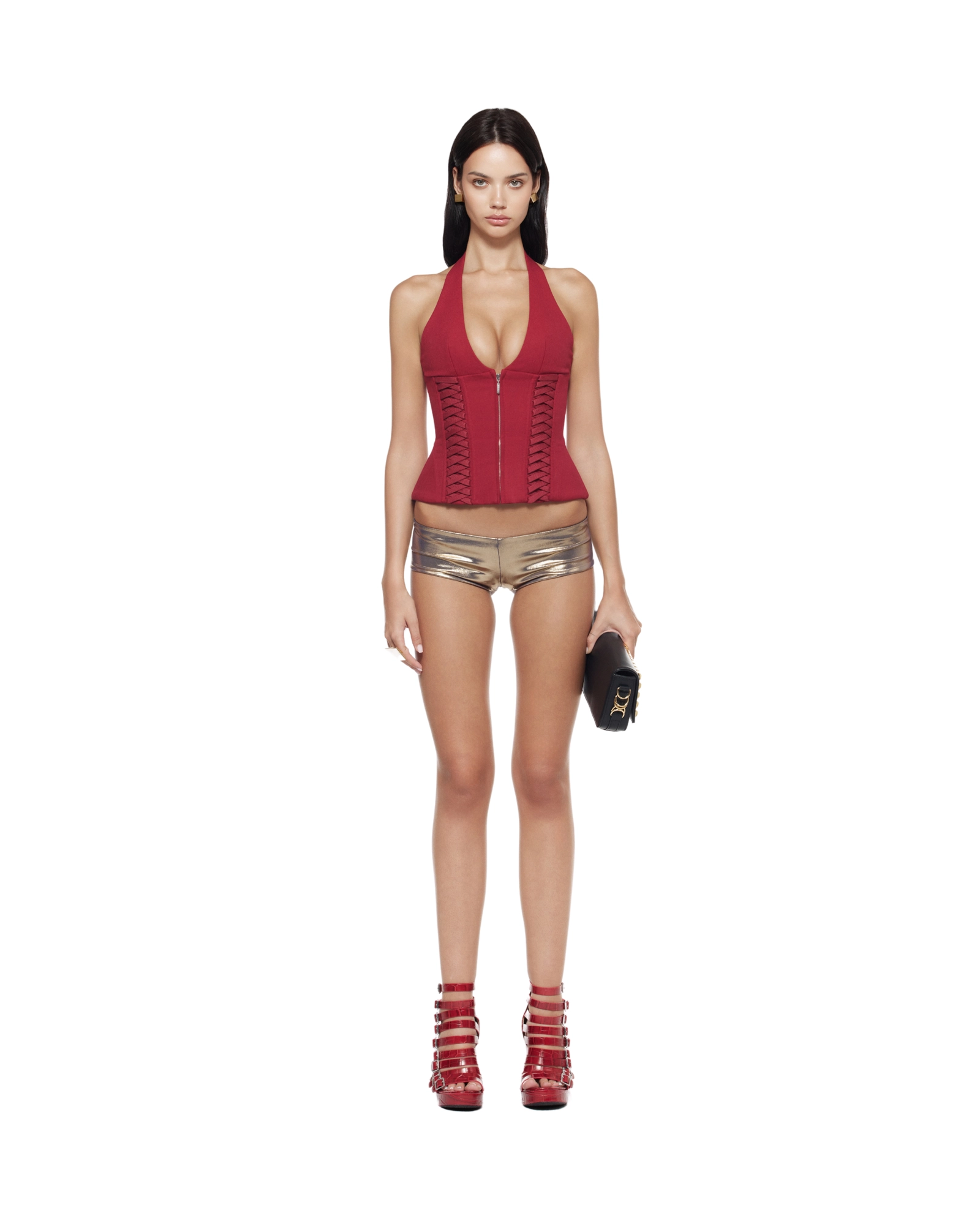 FANCì CLUB [Best Seller] Julia Halterneck Corset Top(3color)