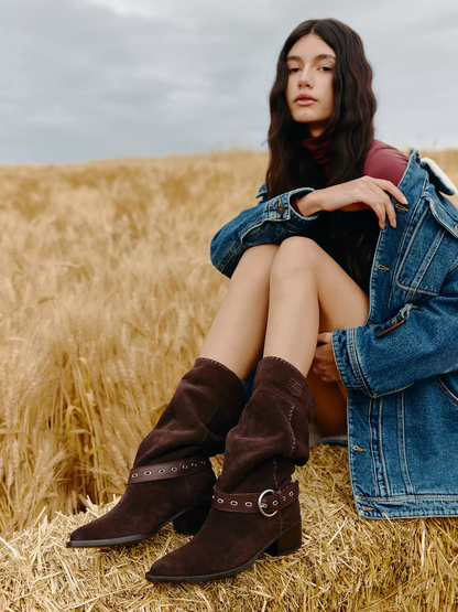 BREADTREE Stacked Slouchy Riding Boots(3color)