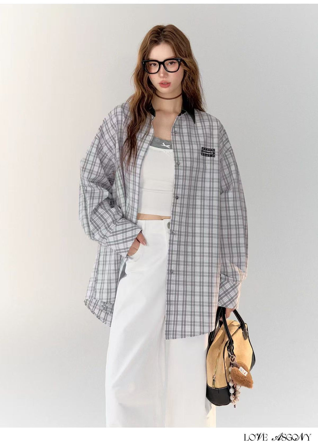 AsGony ASG24758 Casual plaid shirt