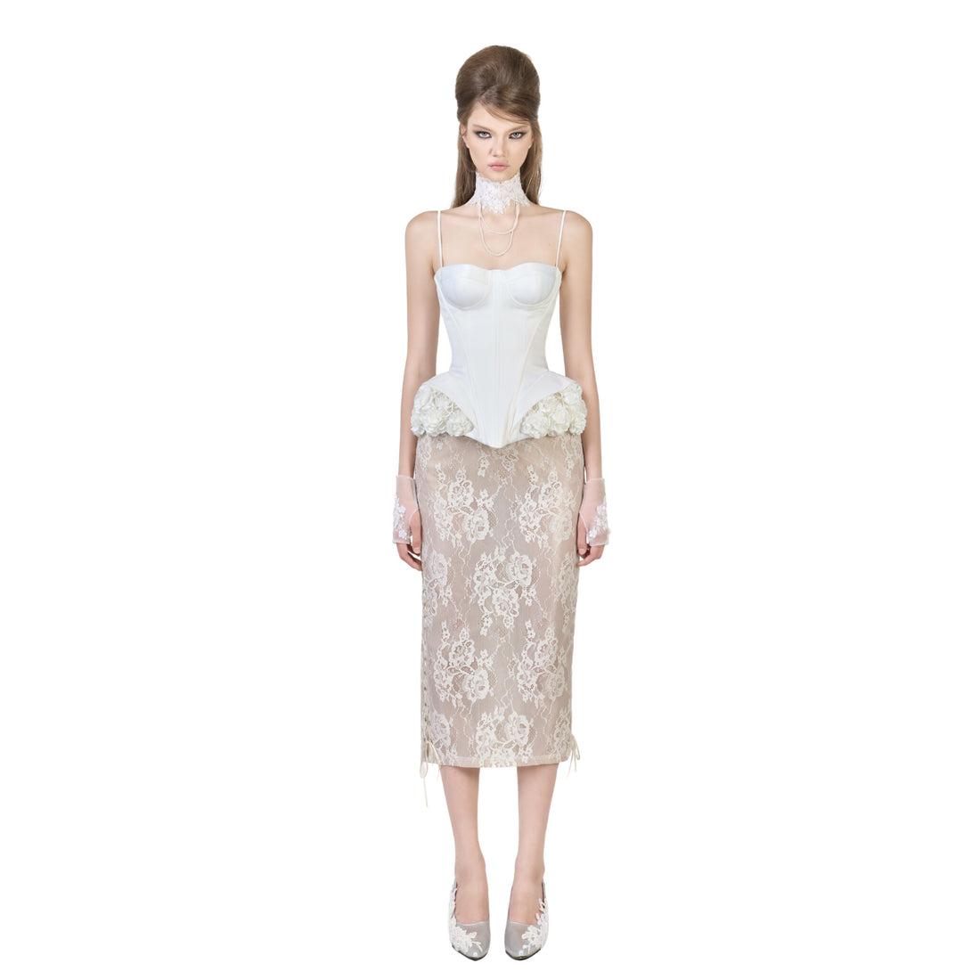 FFSD DARLING CORSET (WHITE) &amp;  KAISA SKIRT (BEIGE)