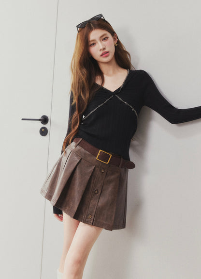 OTEBANBASS Ote260923 Beaded Twist Knot Knit Top