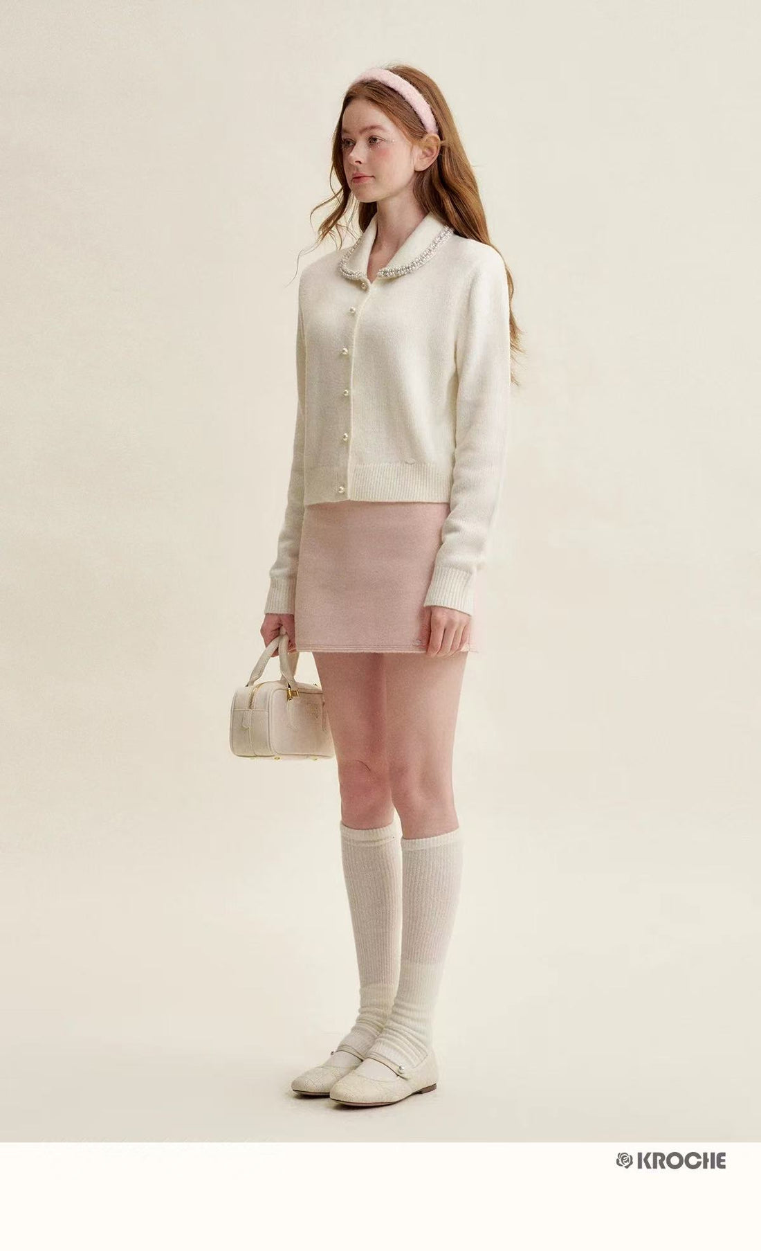 Kroche Wool blend peach pink skirt