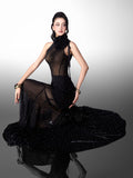 Glam Doll Long stretch rhinestone dress(2 colors)