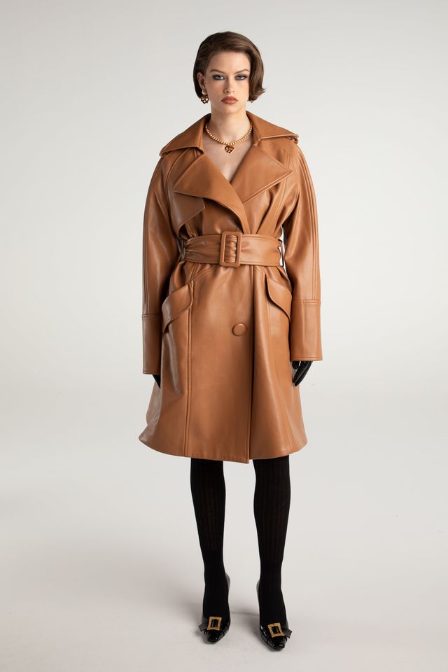 NJ Keira Leather Trench Coat