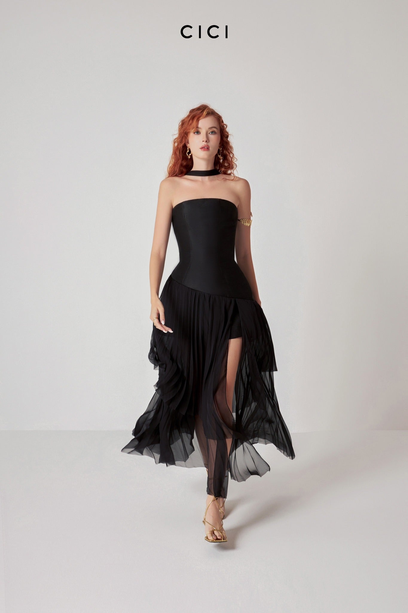 CICI Melanie Pleated Maxi Dress