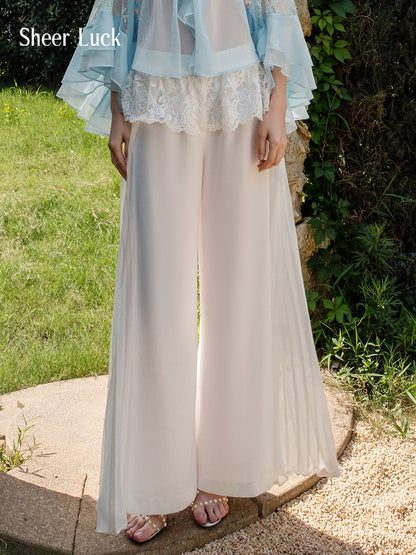 SHEERLUCK SLKZ25301 Lace pleated patchwork loose pants