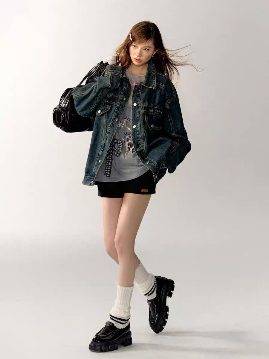 AsGony Oversized Denim Jacket(2color)