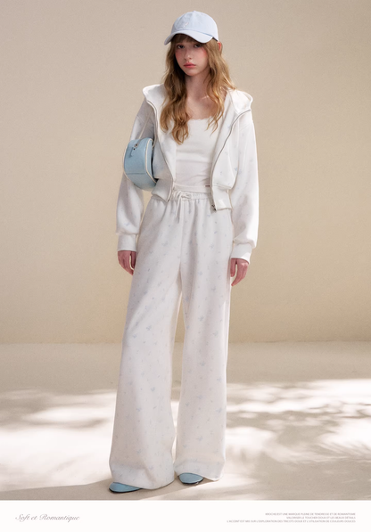 Kroche KZY4062&amp;KZY4063 Rose print zipper hoodie + pants