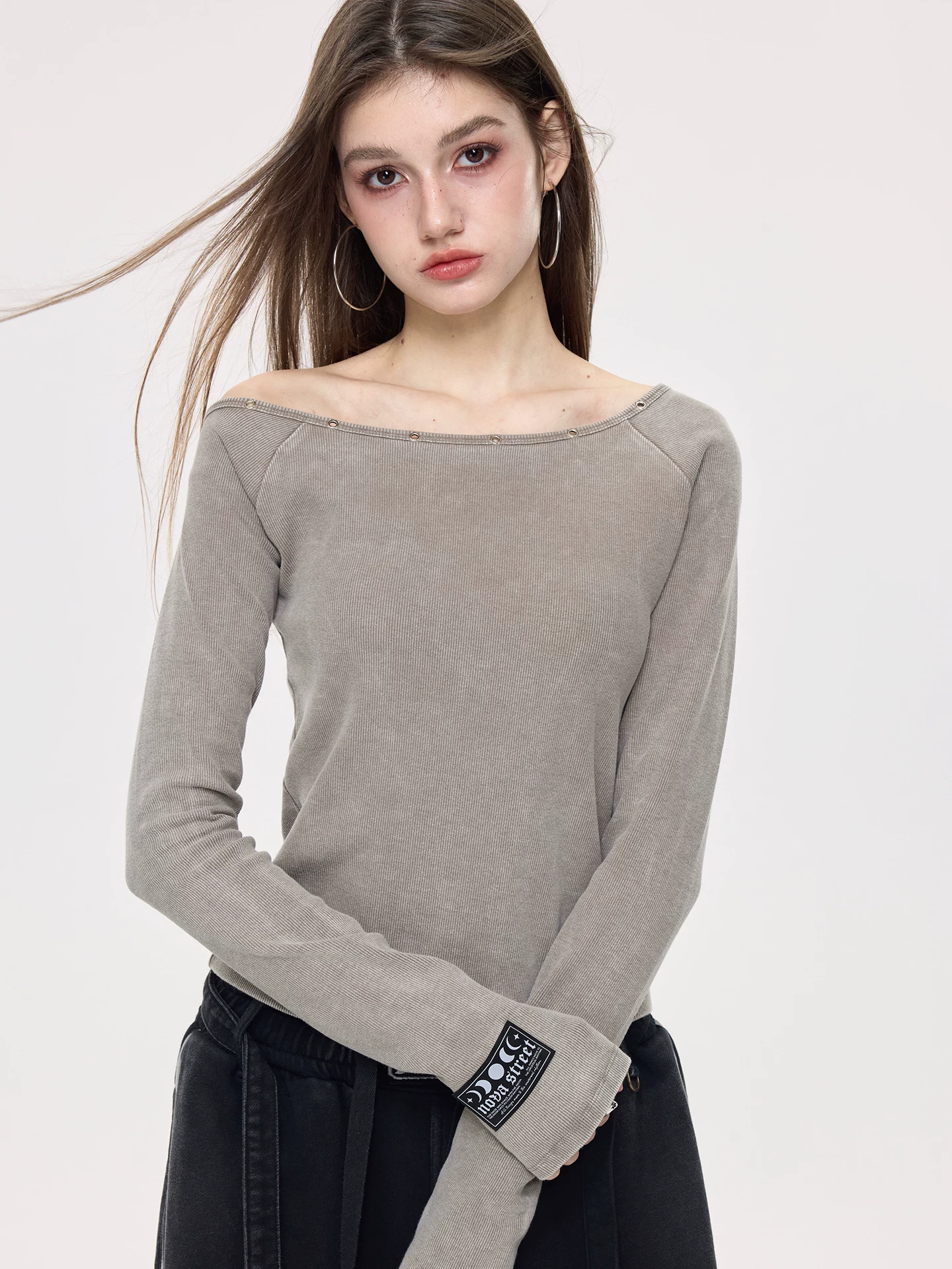Nova Street Vintage Wash One Shoulder Top (2color)