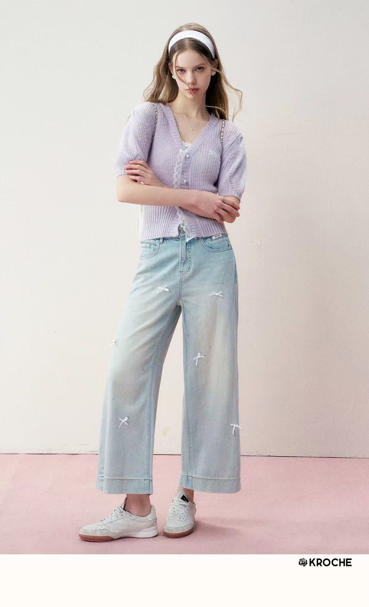 Kroche Bow tie wide leg jeans